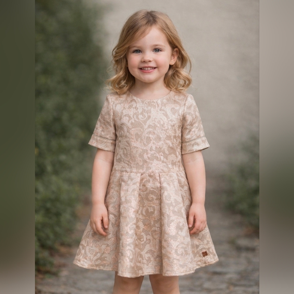 Carrément Beau Création Française Girls Shimmer Jacquard Dress Size 4